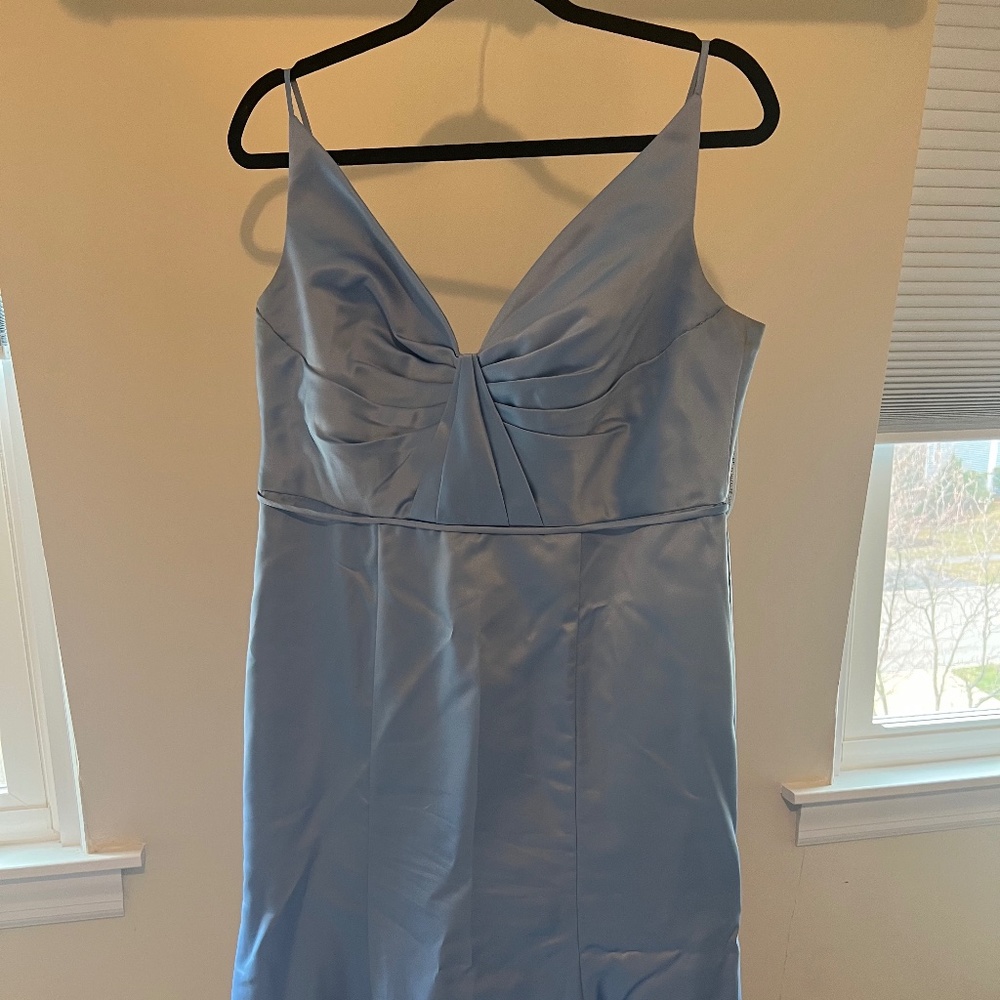 Mori Lee Sexy Satin Bridesmaids Dress with Plunging V-Neckline and Open Back NWT